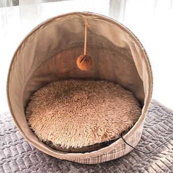 

Dog Bed Pet Kennel Round Sleeping Bag Super Soft Long Plush Lounger Cat House Winter Warm Sofa Basket for Small Medium Large Dog