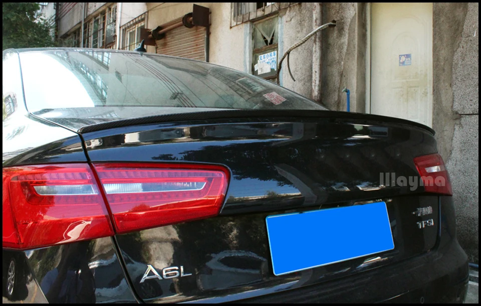 S6 style carbon fiber rear trunk spoiler lip For Audi A6 c7 sedan 2012- Car styling rear spoiler wing