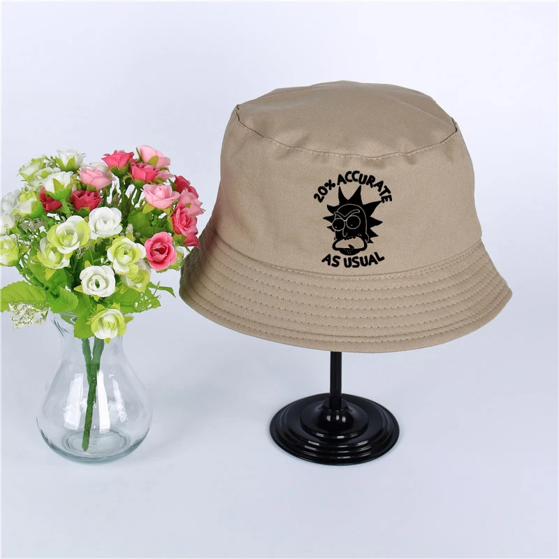 Rick and Morty/Летняя шляпа с логотипом для женщин, Мужская Панама, шляпа-Панама, Рик и Морти, дизайн логотипа, плоский солнцезащитный козырек, рыбалка, рыбак, шляпа - Color: Beige