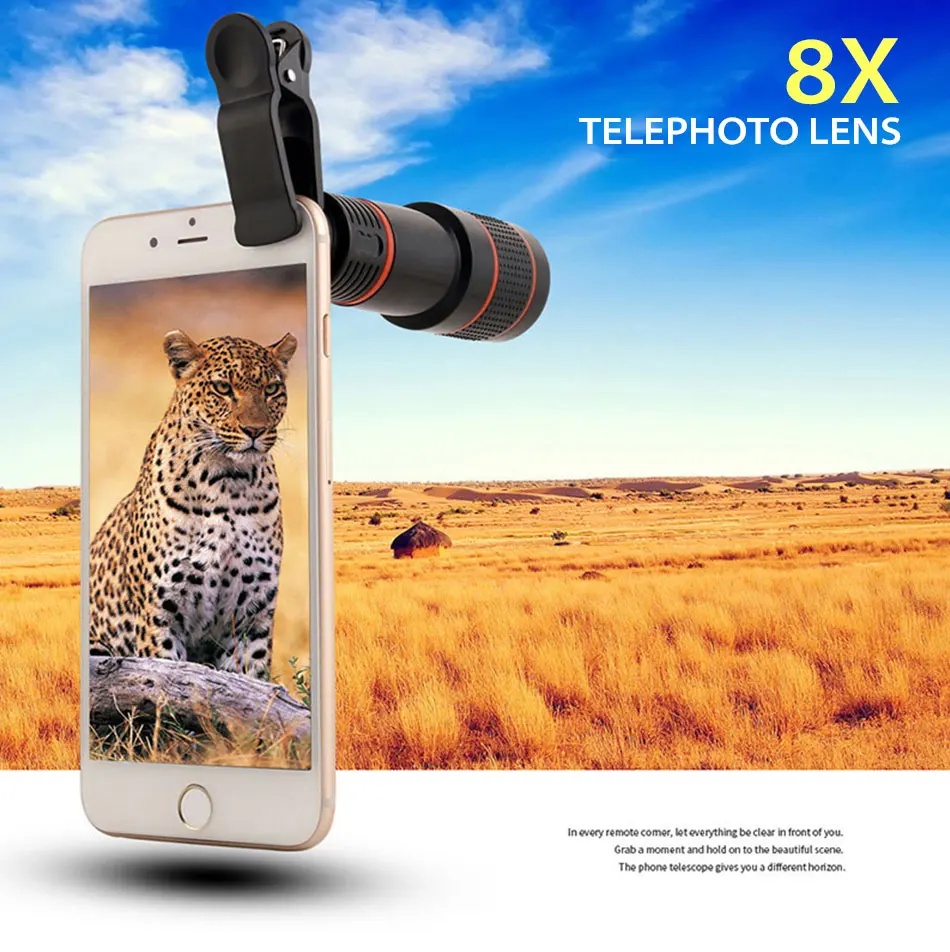 8X зум телеобъектив HD монокуляр телескоп телефон камера объектив для iPhone Xs Max XR X 8 7 Plus samsung смартфон мобильный