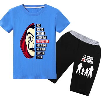 

money heist te 2020 kids Girls suit Cartoon Clothes tshirts Long Sleeve +trousers Christmas Shirt Game Creeper thanksgiving