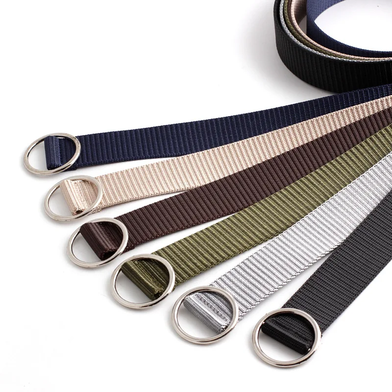 

Canvas Belt Men Knitted Elastic Waistband Alloy Round Smooth Buckle Women Woven Belt Solid Color Leisure Accessories