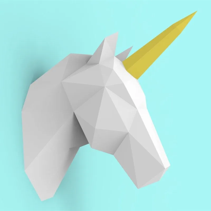 3D бумажная модель ручная работа единорог DIY настенная бумага для домашнего