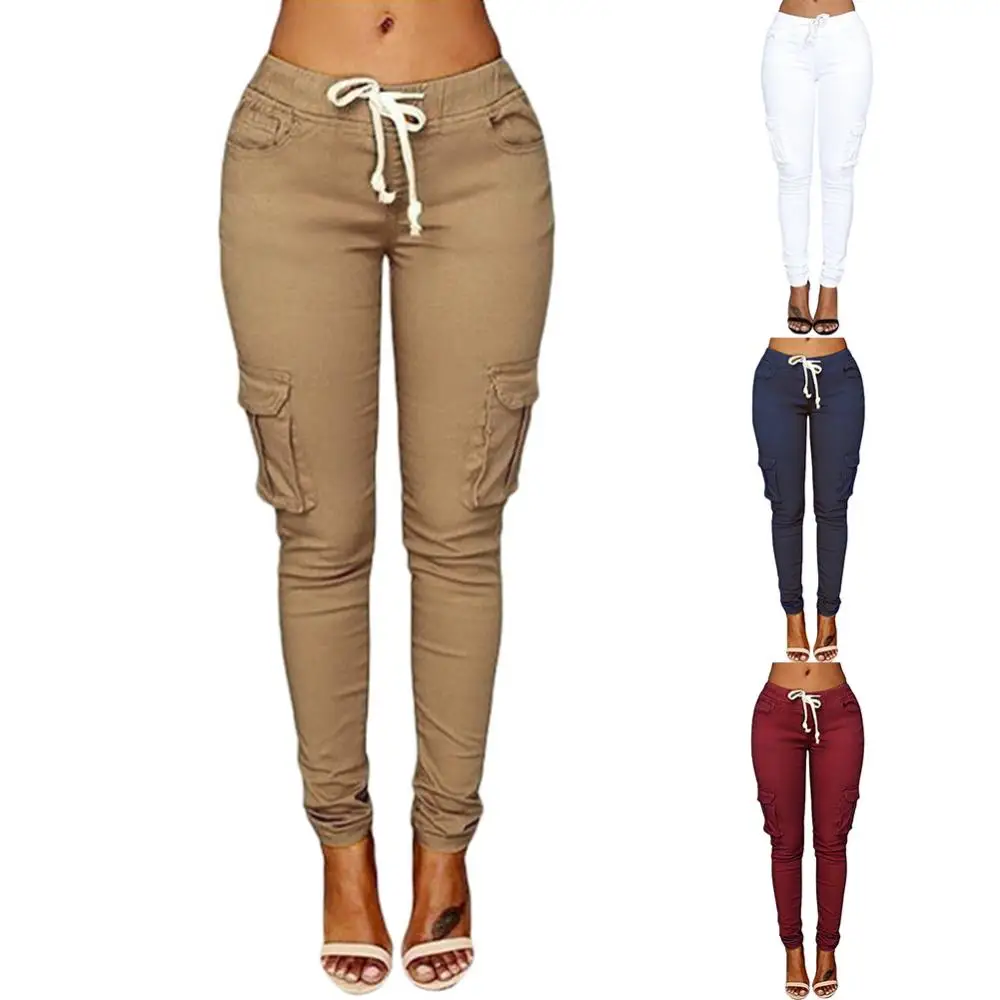 plus size woman high waist pants Solid 
