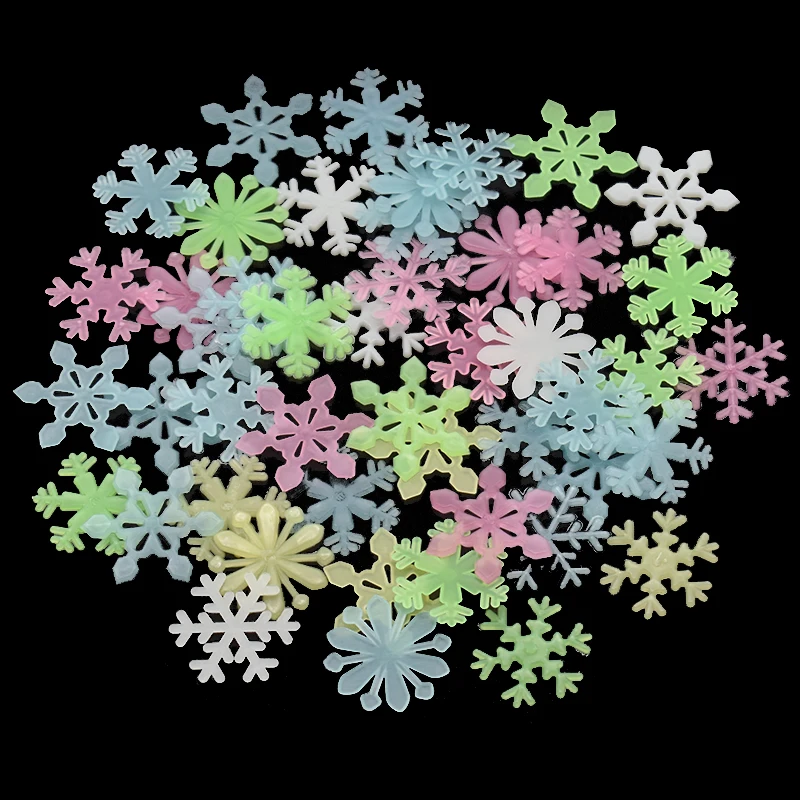 50pcs Luminous Snowflake Wall Sticker Decal Glow In The Dark Kids