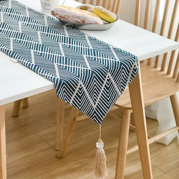 

Japanese Modern Tablecloths Geometric Striped Table Runner Long Table Cloth Cotton Linen Toalha De Mesa Home Textile EB50ZB