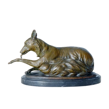 

Wild Animal Sculpture Bronze Fox Statue Figurine Study Room Decor Wildlife Art with Marble Base
