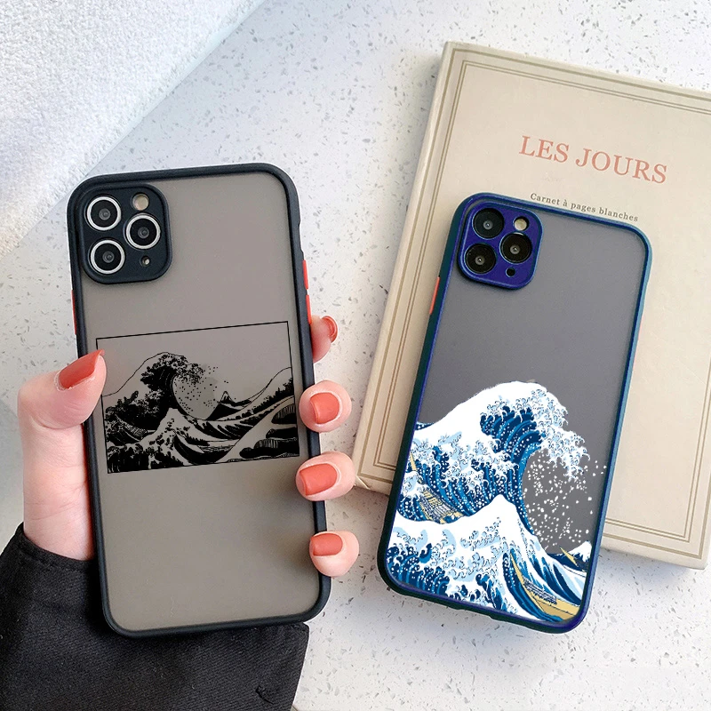 Blue Wave Phone Case For Coque Iphone 12 11 Pro Max 7plus 8 6s Plus Surf Ocean Cover For Funda Iphone X Xr Xs Max Se Black Phone Case Covers Aliexpress