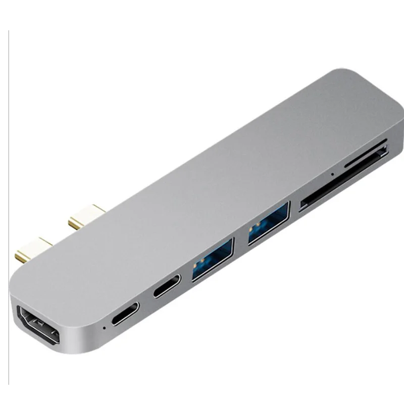 Алюминий 7 в 1 тип-c концентратор USB 3,1 тип-c к HDMI+ концентратор+ PD+ SD TF кардридер многопортовый адаптер конвертер для передачи данных