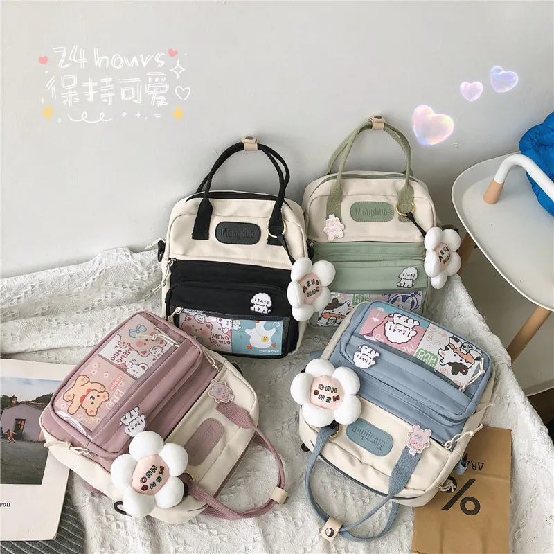 Korean Style Cute Mini Backpacks Women Waterproof Nylon Small Shoulder Bags For Teenage Girls Schoolbags Flower Travel Backpack