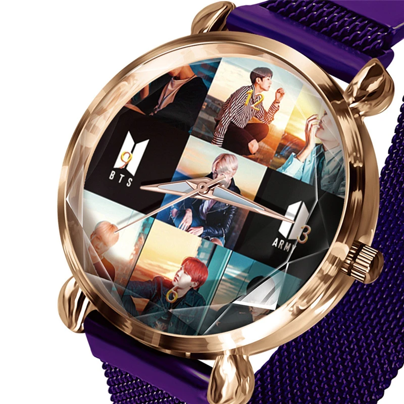 

BTS Custom Photo Women Watch Customize LOGO Name Hours Drop Shipping Girl Drop Shipping Fashion DIY Lovers Quartz Clock Magnet