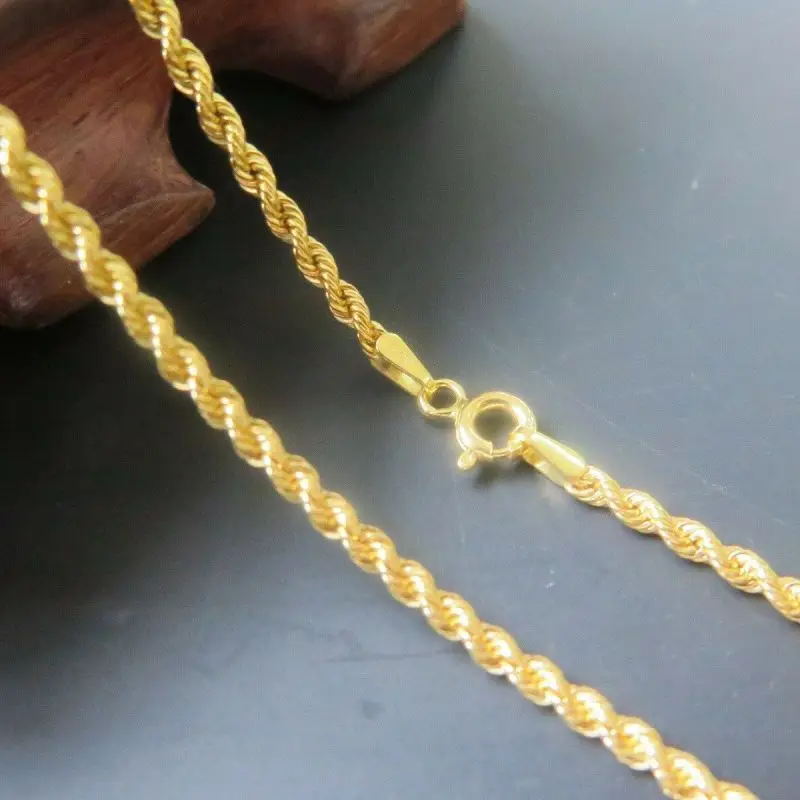 Чистый Au750 18k желтое золото ожерелье для женщин и мужчин на удачу цепочка ожерелье 2mmW