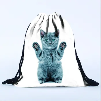 

Unisex Cat Backpacks 3d Printing Bags Drawstring Backpack Below 20 Litre Polyester Drawstring Bags Shopping Backpacks Fashion