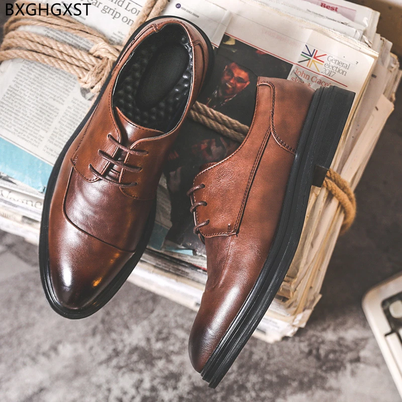 Zapatos italianos cuero para hombre, calzado Formal de marca de lujo para Oxford, de vestir, a la moda, 2022|Zapatos formales| - AliExpress