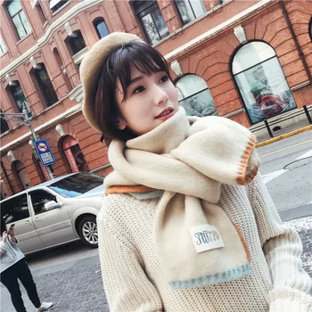 

2020 Women Solid Cashmere Scarves Lady Winter Thicken Warm Soft Pashmina Shawls Wraps Pink Black Female Knitted Wool Long Scarf