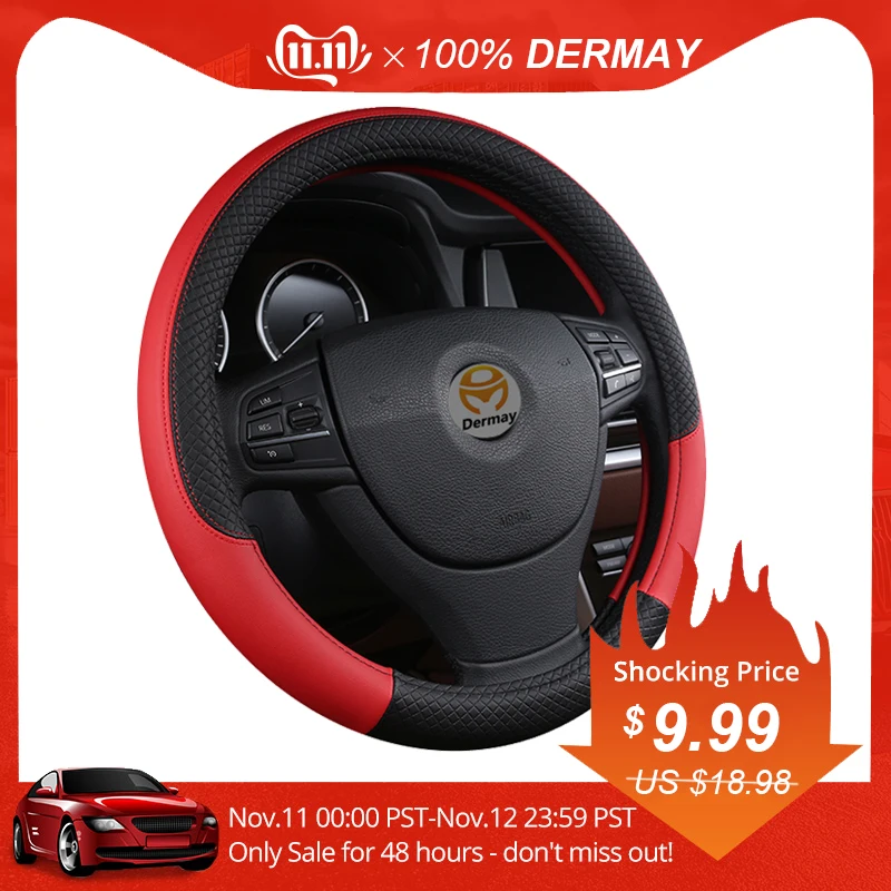 Billige PU Leder Universal Auto Lenkung rad Abdeckung 38CM Auto styling Sport Auto Lenkrad Abdeckungen Anti slip Automotive Zubehör