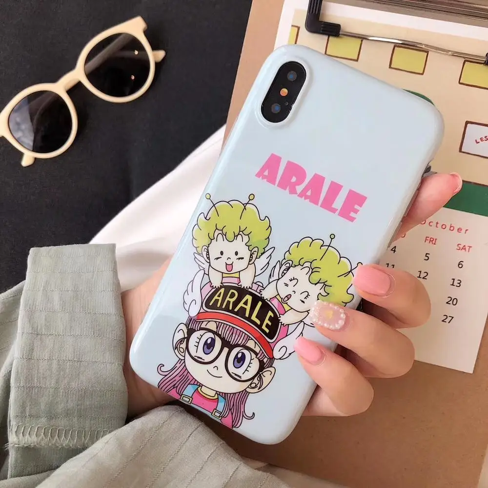 Япония мультфильм Arale кукла колокол Шарм IMD мягкая Задняя накладка чехла из ТПУ для iPhone8/6s 7plus XR X XS корпус оболочки защиты fundas