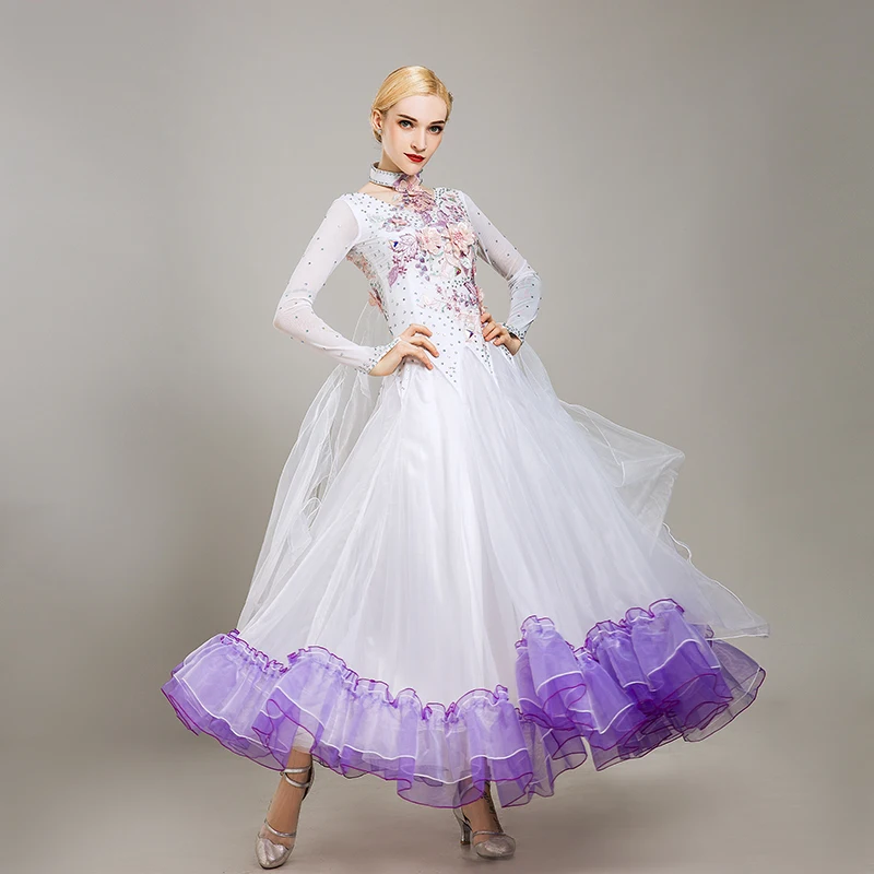 Бальное платье для танцев; платье с бахромой для бальных танцев; Венское платье для вальса; бальное платье; Светящиеся костюмы для танцев - Цвет: purple