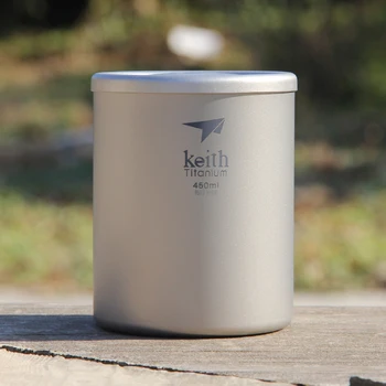 

Practical Titanium Portable Mug Cup Double Wall Travel Coffee Wine Beer Mug Tea Water Cup 450ML Camping Travel Mug With Lid