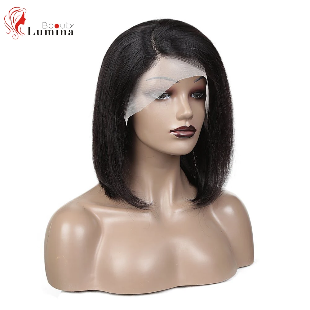Perucas de Cabelo Fechamento do Laço Parte do Laço Peruca de Cabelo Bob em Linha Reta Humano Peruca Curto Perucas l Cor Natural 100% Remy Cabelo Bob 22 Bob em linha reta perucas de cabelo