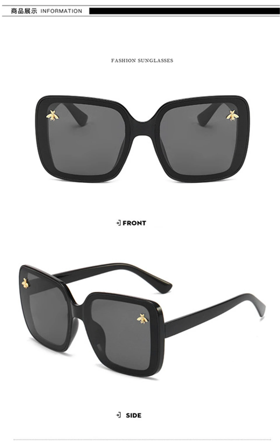 Брендовые негабаритные Солнцезащитные очки женские роскошные градиентные солнцезащитные очки большая оправа винтажные очки UV400 очки Маленькая Пчелка