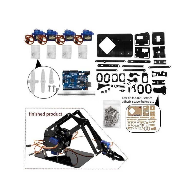 Diy Robotic Arm Claw kit for Arduino R3 High Hardness Acrylic Support Scracth Programming PS/2.4G Wireless Control | Электронные