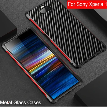 

Aluminum Metal Frame and Hard Carbon fiber Metal Bumper+PC Protective Back For Sony Xperia 1 Shockproof Cover Cases For Xperia1