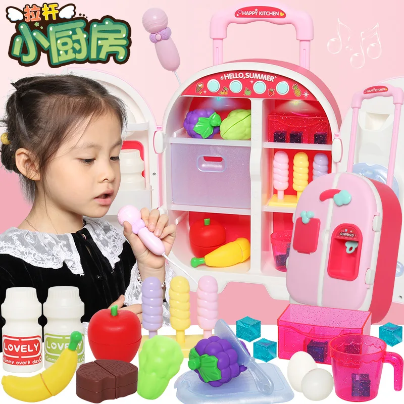 Small Ling GIRL'S Children Play House Mini Travel Refrigerator Double Door Portable Kitchen Toy out