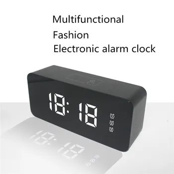 

LED Fashion Alarm Clock Digital Snooze Table Clock Wake Up Light Electronic Large Time Temperature Display Home Decoration Clock