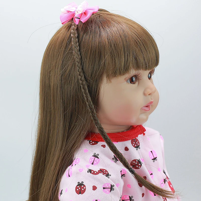 60 см Reborn Baby Doll игрушка виниловая мягкая розовая ткань тело принцесса длинные волосы живой малыш Реалистичная Детская кукла Дети ролевые игры