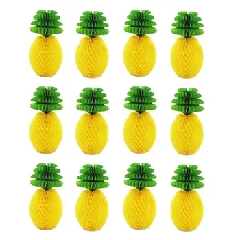 

12 Pack Pineapple Honeycomb Centerpieces Tissue Paper Pineapple 8 Inch Party Supplies Table Hanging Decoration