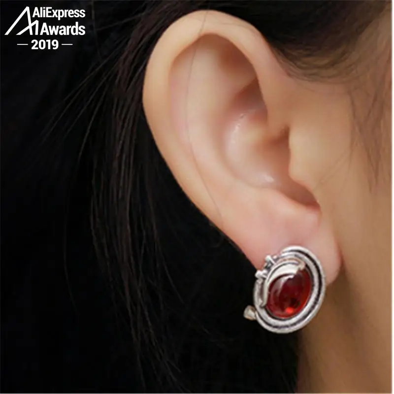 S925 изящные ювелирные изделия женские серьги гвоздики с рубином ручная работа
