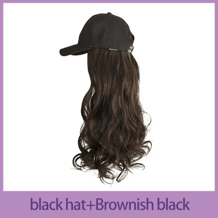 MUMUPI Длинные Синтетические 4 цвета бейсбольная кепка парик черный прямые парики естественным образом соединяющиеся синтетические шляпы парик Регулируемый для девушки партии - Цвет: YSD1-4