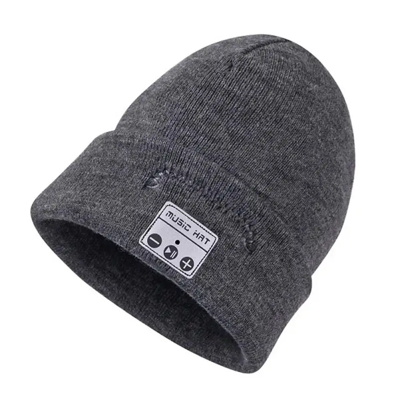 tufei-hat-gray Модные беспроводные наушники Bluetooth 4,2, музыкальная шапка, умные шапки, гарнитура, теплые шапочки, зимняя шапка с динамиком, микрофоном, поддержкой TF карты - Цвет: tufei-hat-gray