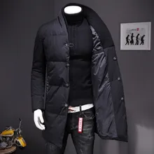 Зимний теплый мужской светильник средней длины с воротником-стойкой, пальто с длинным рукавом, однобортная Повседневная Верхняя одежда, пальто размера плюс 5XL