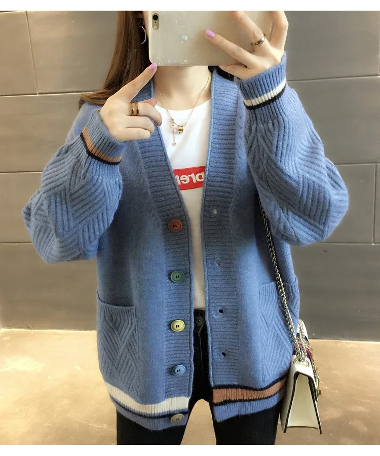 FairyShely Short sweater cardigan women Long sleeve streetwear ladies outwear jumper coat Casual female Girl winter sweater coat