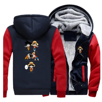 

raglan Hooded Hoodie one piece Dragon Ball Print Men warm Plus Velvet Thicken Sweatshirt 2020 Winter Streetwear Hip Hop coats