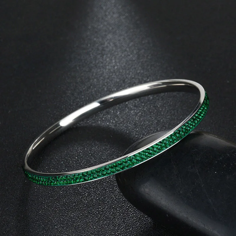 Green Letdiffery, винтажный, 2 ряда, кубический цирконий, свадебный браслет, высокое качество, нержавеющая сталь, 12 цветов, Женские Ювелирные изделия, обручение, подарки - Окраска металла: Green