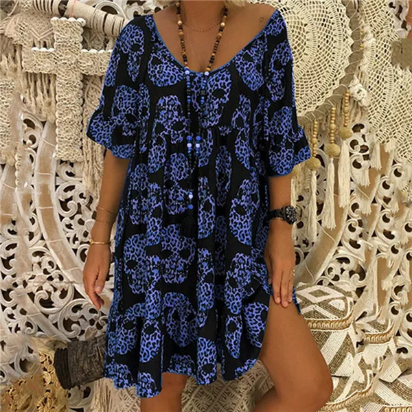 Vestidos de Fiesta de Noche Robe Femme Женский Летний стиль Feminino Vestido футболка Повседневная женская одежда больших размеров Лидер продаж - Цвет: Dark Blue