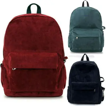 

Casual Women Solid Corduroy Backpack Bag Girl School Shoulder Bag Rucksack Travel Bag Fashion