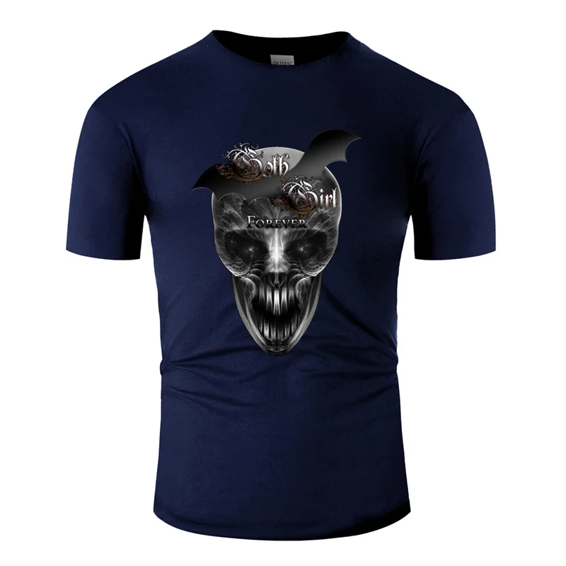 Men-Navy Blue Забавная Повседневная Базовая футболка с готическим черепом для девочек homme семейная Мужская футболка хлопок, круглый воротник, высокое качество - Цвет: Men-Navy Blue