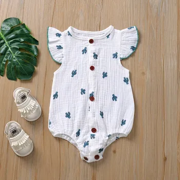 

Baby Short-Sleeved Rompers Summer Infant Cartoon Printing Buckle Easy To Put On & Take Off Jumpsuit For 3-24 Month