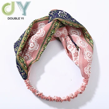 

Fashion fabric Pink crushed flowers cross knot bow chiffon floral hair accessories Free shipping