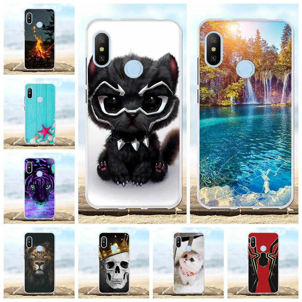 For Xiaomi Mi A2 Lite Case Slim Soft TPU Silicone Redmi 6 Pro Cover Geometric Patterned Funda Bumper | Мобильные телефоны и