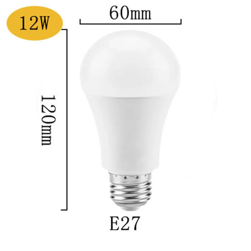 Светодиодный светильник 3 Вт, 5 Вт, 7 Вт, 9 Вт, 12 Вт, 15 Вт, AC 110 В~ 220 В, 240 в, E27, светодиодный светильник, умная IC, реальная мощность, холодный белый/теплый белый свет - Испускаемый цвет: 12W