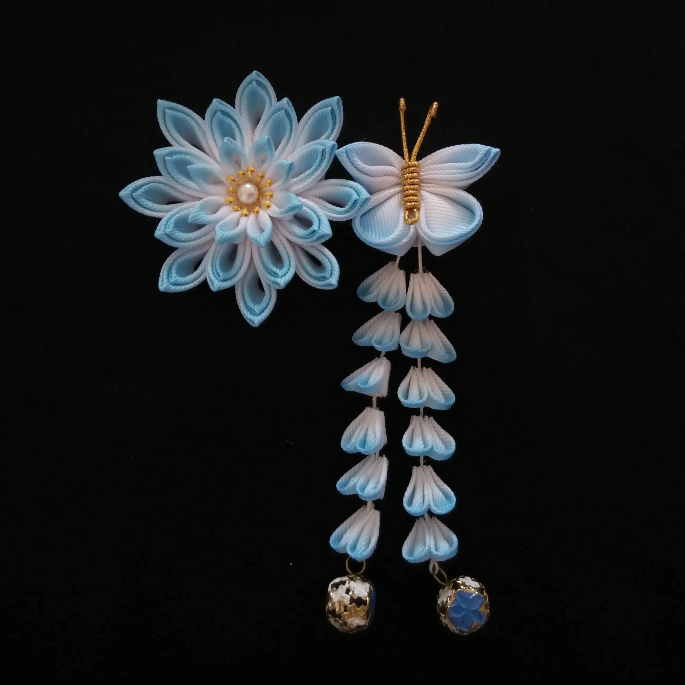 LALAVARA 2 шт. Снежинка заколки ручной работы в традиционном китайском стиле из лент