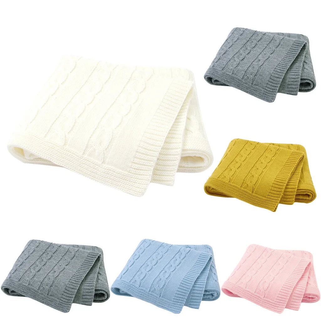 Акриловые волокна, детские одеяла для пеленания, вязаные пеленки для новорожденных, одеяла для коляски, мягкие постельные принадлежности для младенцев, одеяло 80x100 см@ 47