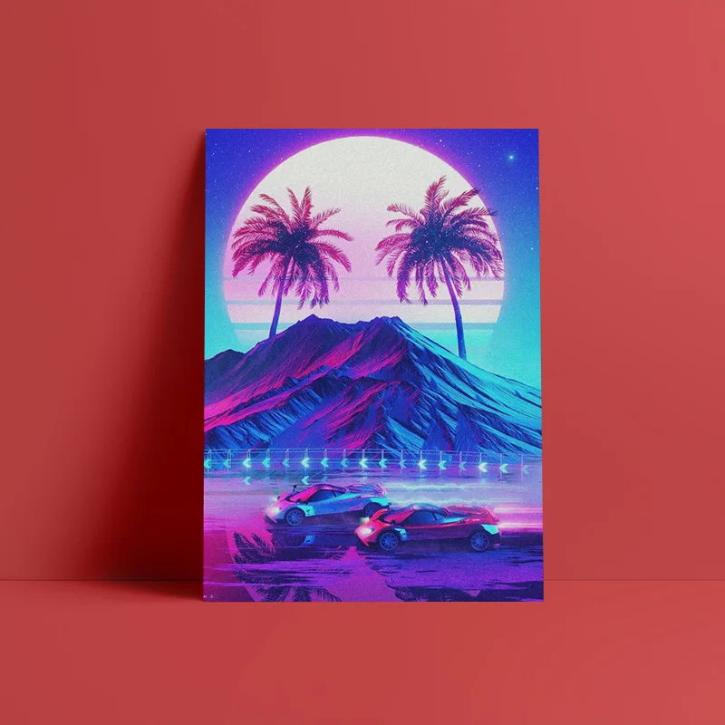 Synthwave Ретро электро плакат, настенный Арт холст для гостиной, дома, спальни, кабинета, комнаты в общежитии, художественные украшения, принты