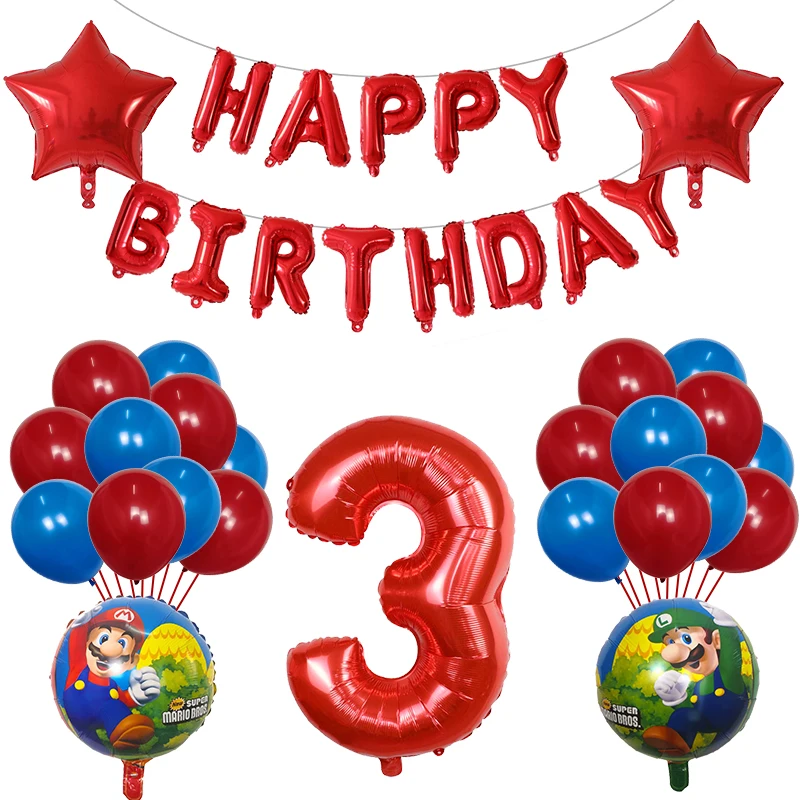38 шт воздушные шары "Супер Марио" 30 дюймов Количество воздушных шаров мальчик девочка день рождения Братья Марио и Луиджи майлар воздушный шар украшения для детских игрушек