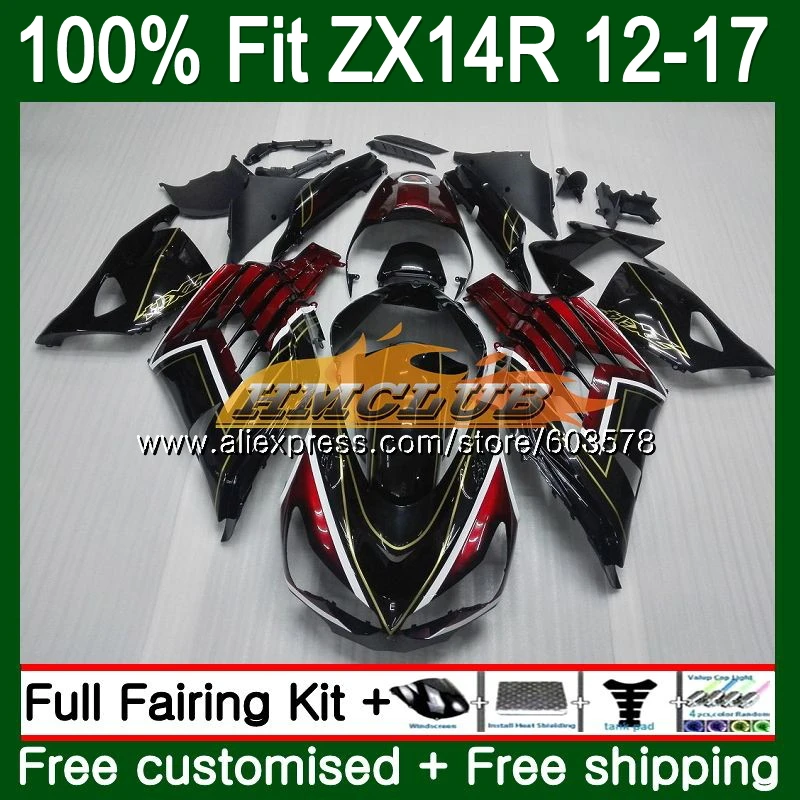 Инъекции для KAWASAKI ZX-14R ZX14R для детей возрастом 12, 13, 14, 15, 16, 17, 115CL. 18 ZZR1400 ZX 14R 2012 2013 красный черный обтекатель - Цвет: No. 1